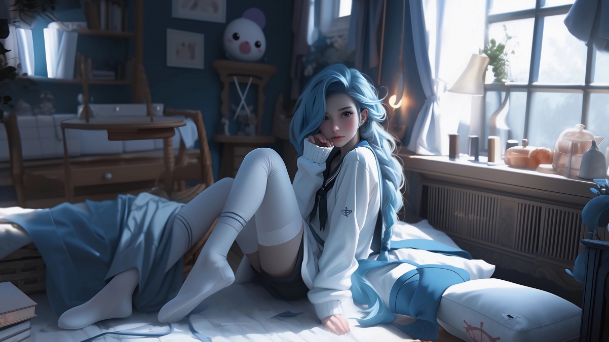 【4k精美桌面壁纸】高清4k 猫羽雫 蓝色眼睛女子 尾巴 女孩子 猫耳 è 可爱二次元动漫4k壁纸